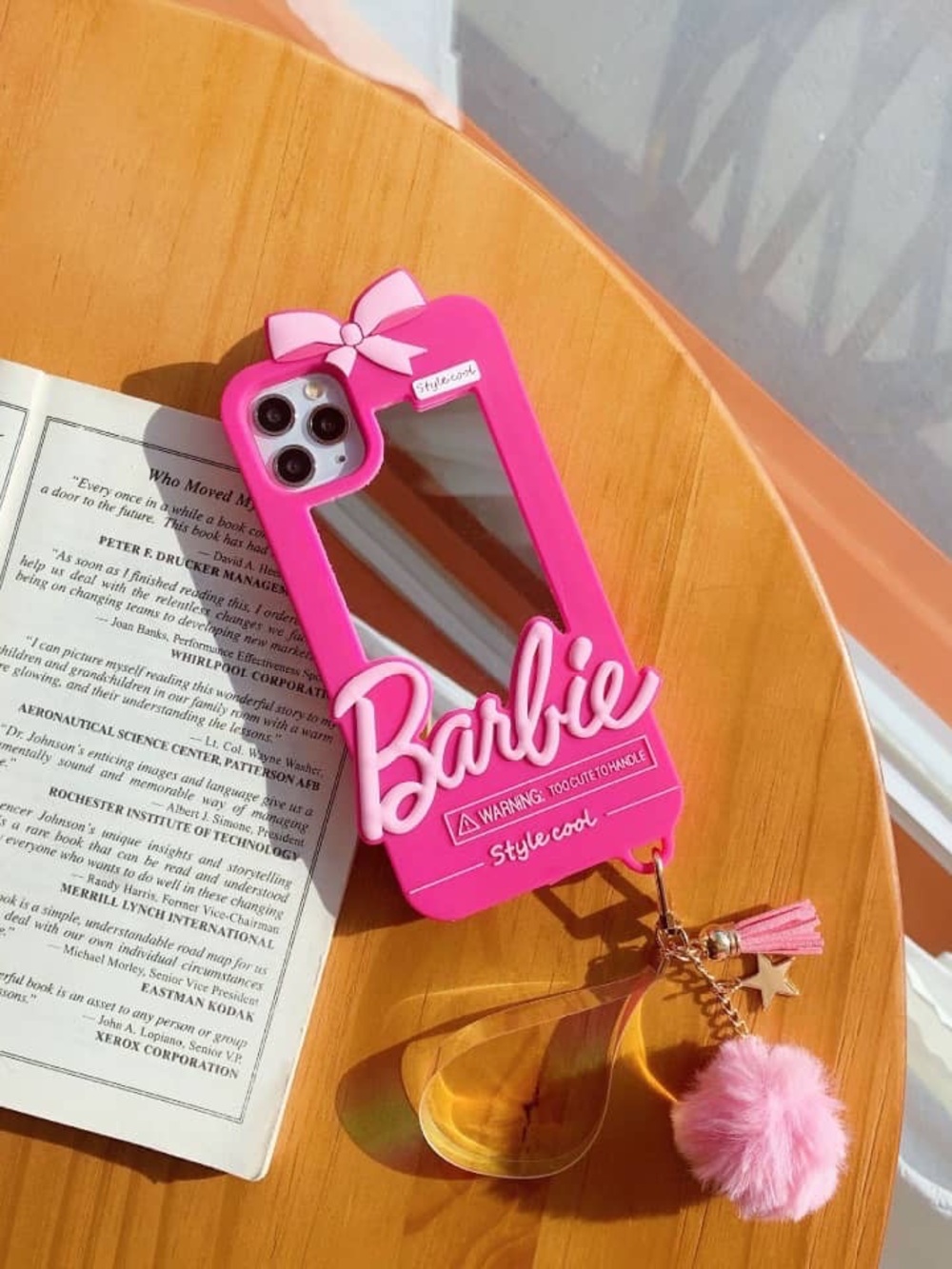 Barbie Hot Pink Phone Case with Mirror and Tassel Charm